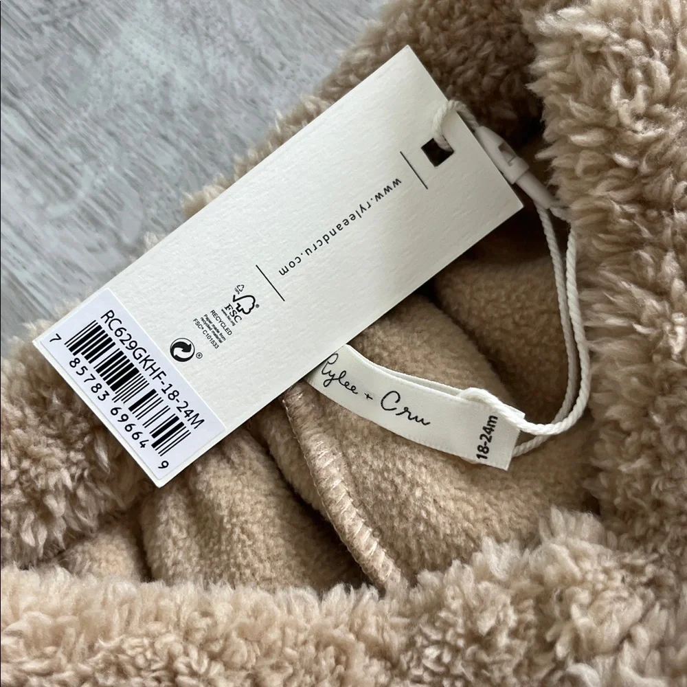 Rylee + Cru Sherpa Jogger Pants Sweatpants Beige Cozy 18-24 M NWT Winter Neutral